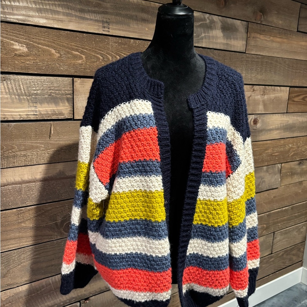 Colorful Striped Knit Cardigan